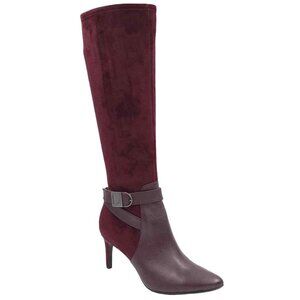 NEW Calvin Klein Jemamime Oxblood Wine Microsuede Boots 8.5M